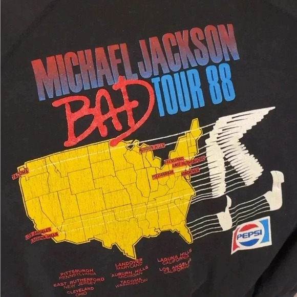 VTG 1988 Michael Jackson Bad Tour Concert Unisex LS Black Sweatshirt - Picture 2 of 16